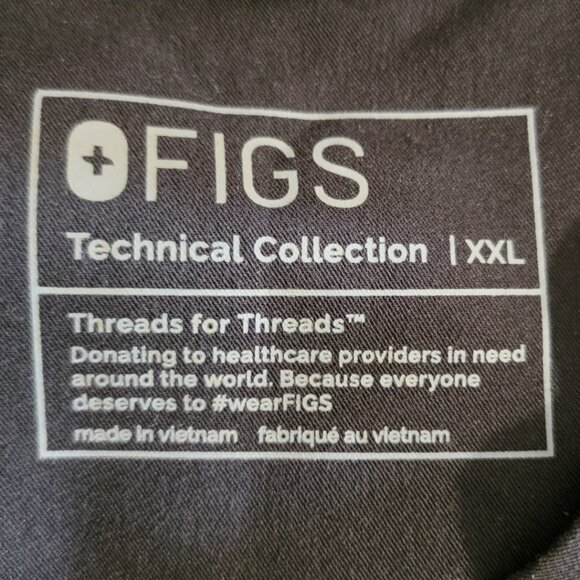 FIGS Technical Collection Scrub Top Women XXL Black V-Neck Chest Pocket Medical - Picture 3 of 11